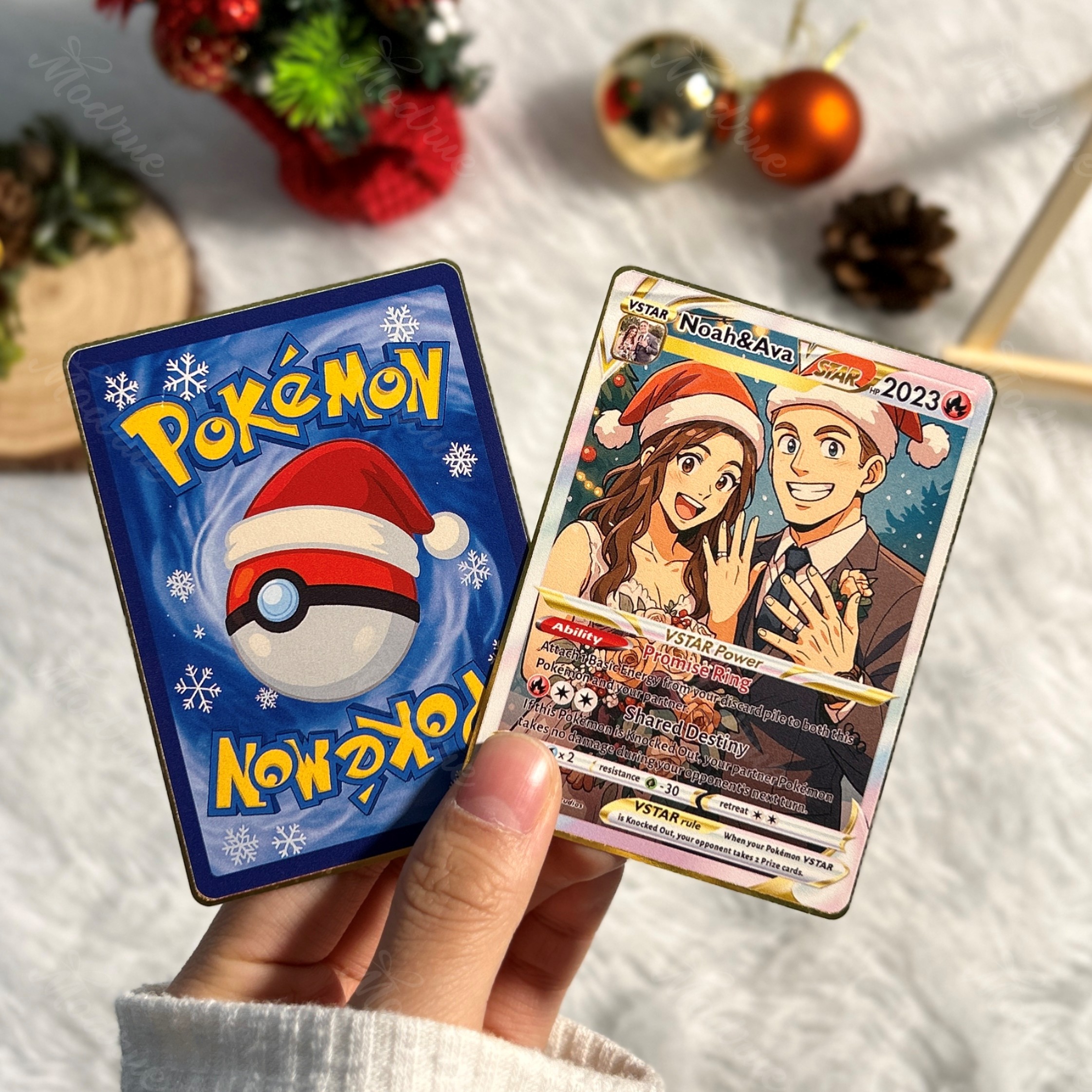 Custom Anime Christmas Card For Couples