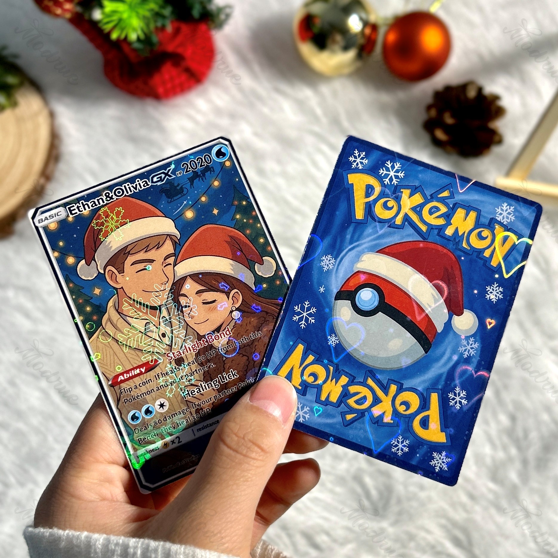 Custom Anime Christmas Card For Couples