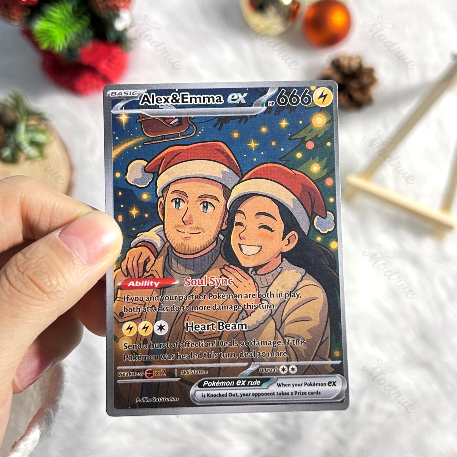 Custom Anime Christmas Card For Couples
