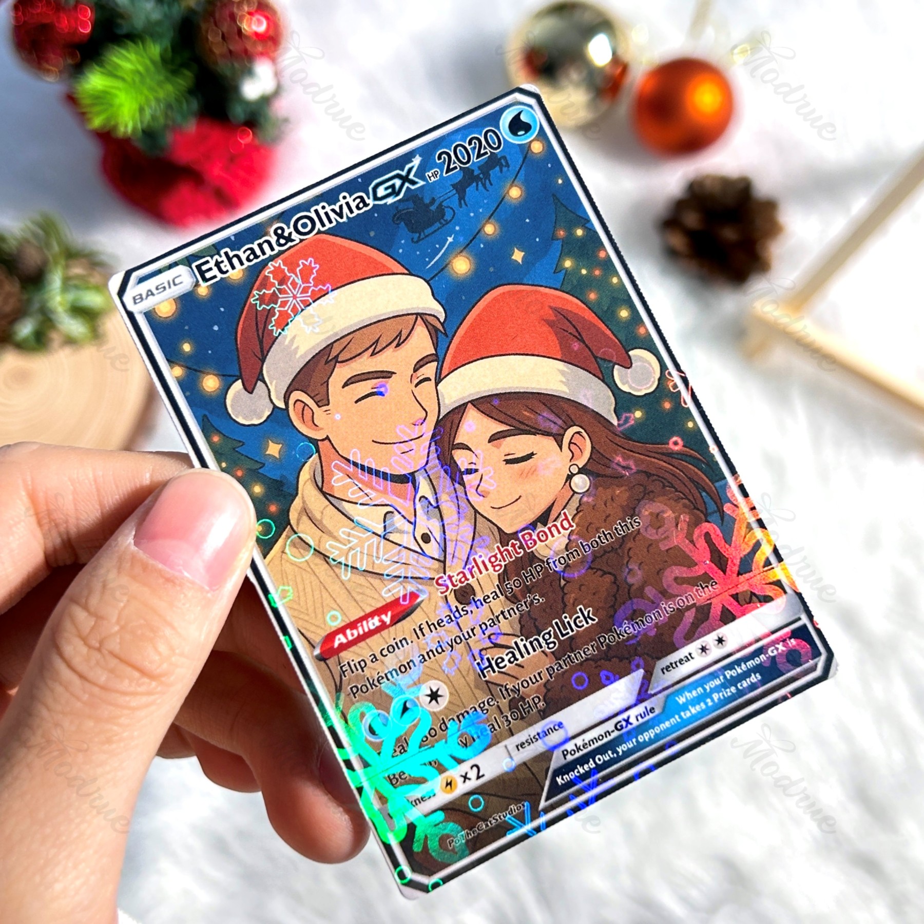 Custom Anime Christmas Card For Couples