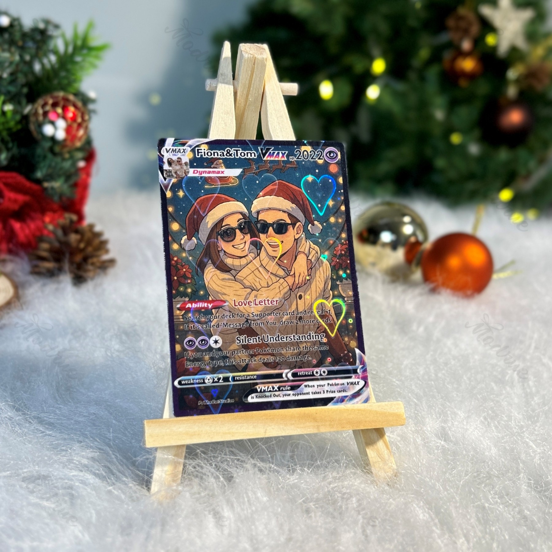 Custom Anime Christmas Card For Couples