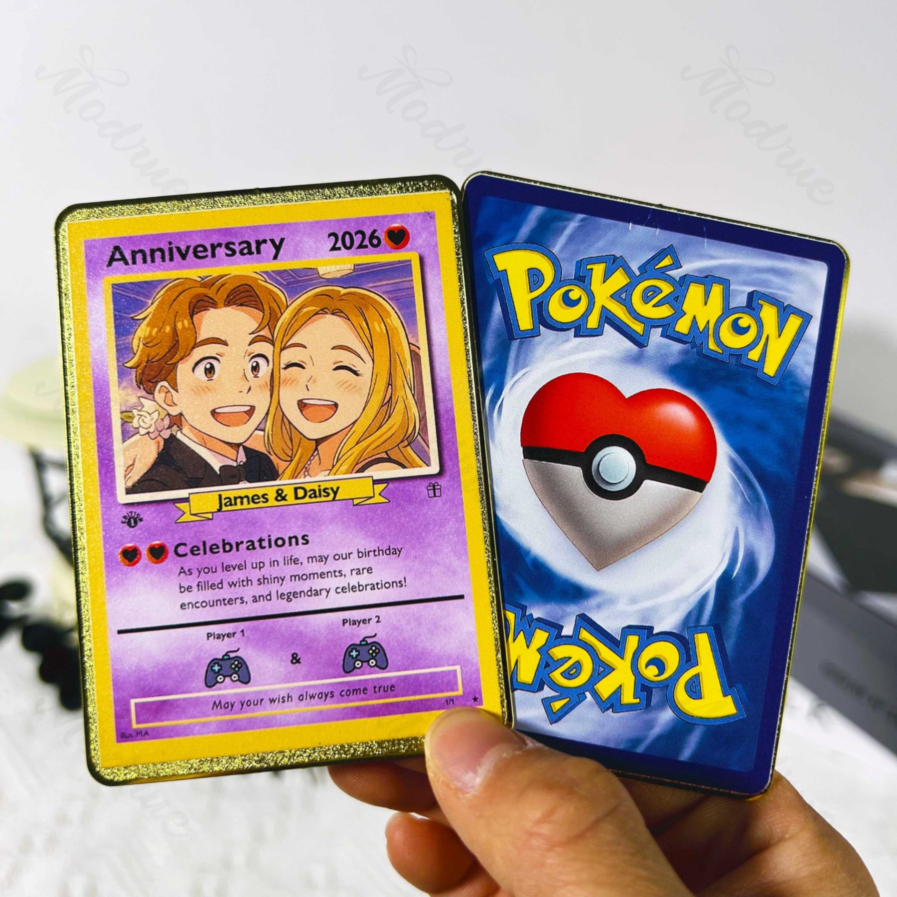 Custom Anniversary Card Couple Photo Anime Style