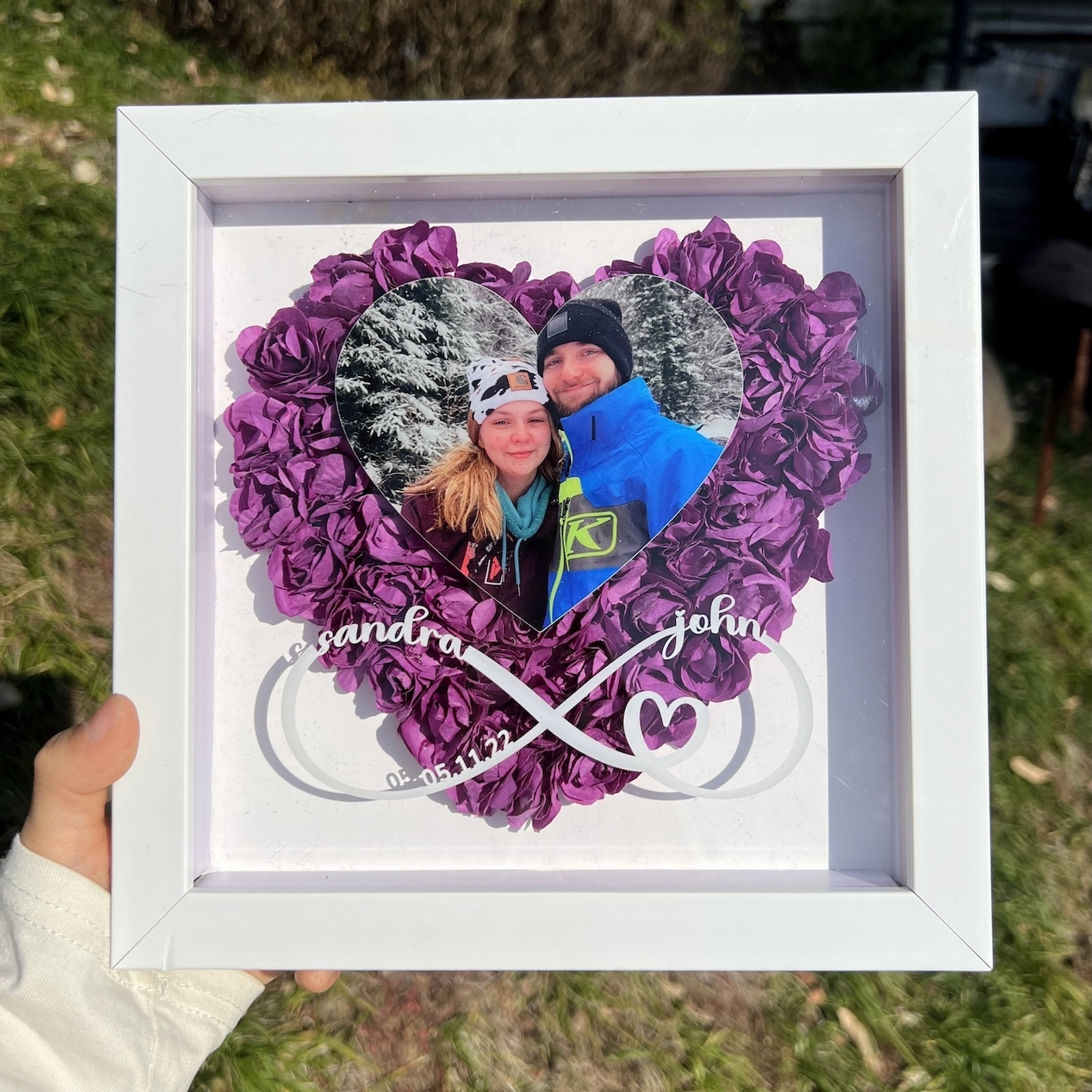 Custom Photo Infinity Heart Flower Frame