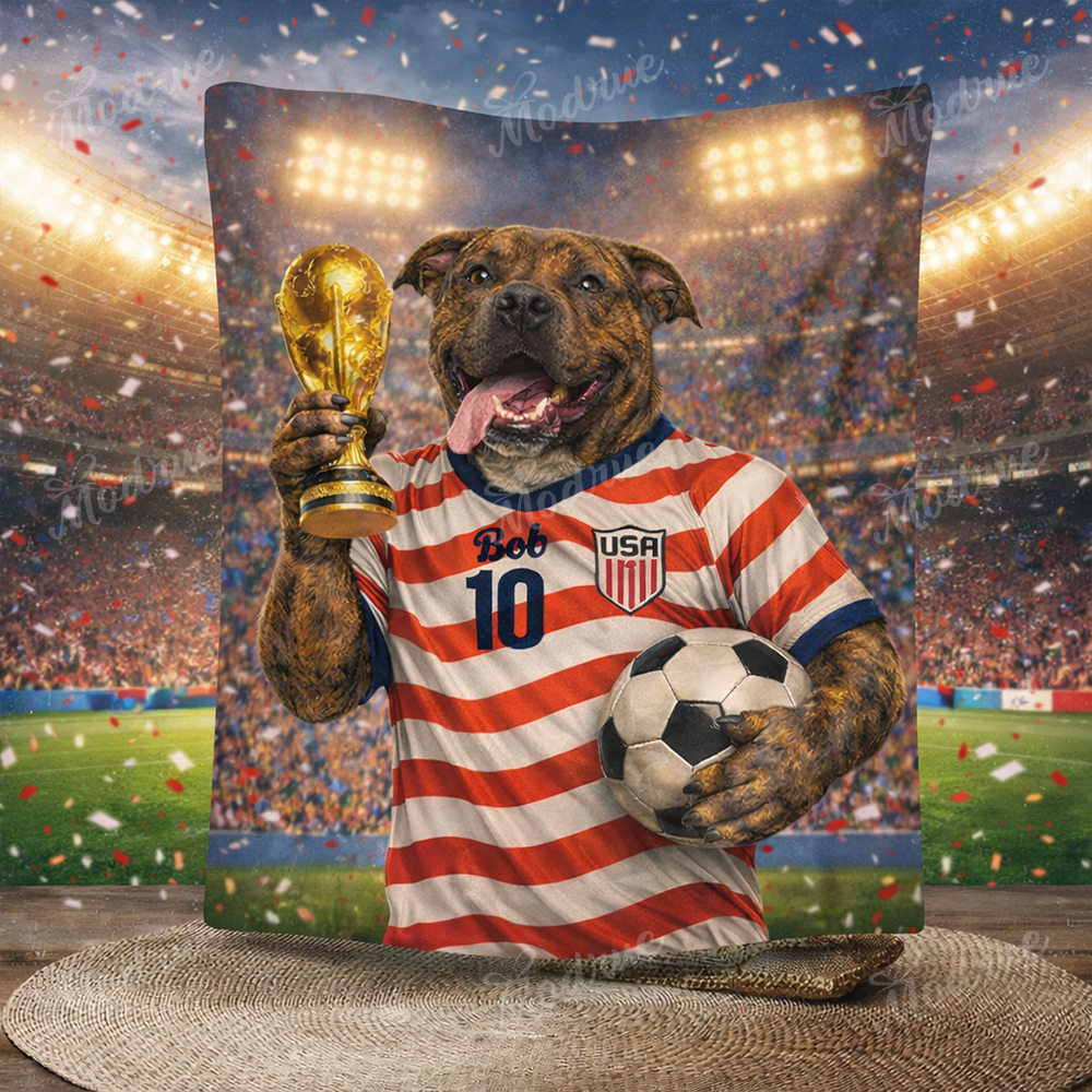 Custom Soccer Pet Blanket-Turn Your Pet Into a World Cup Champion