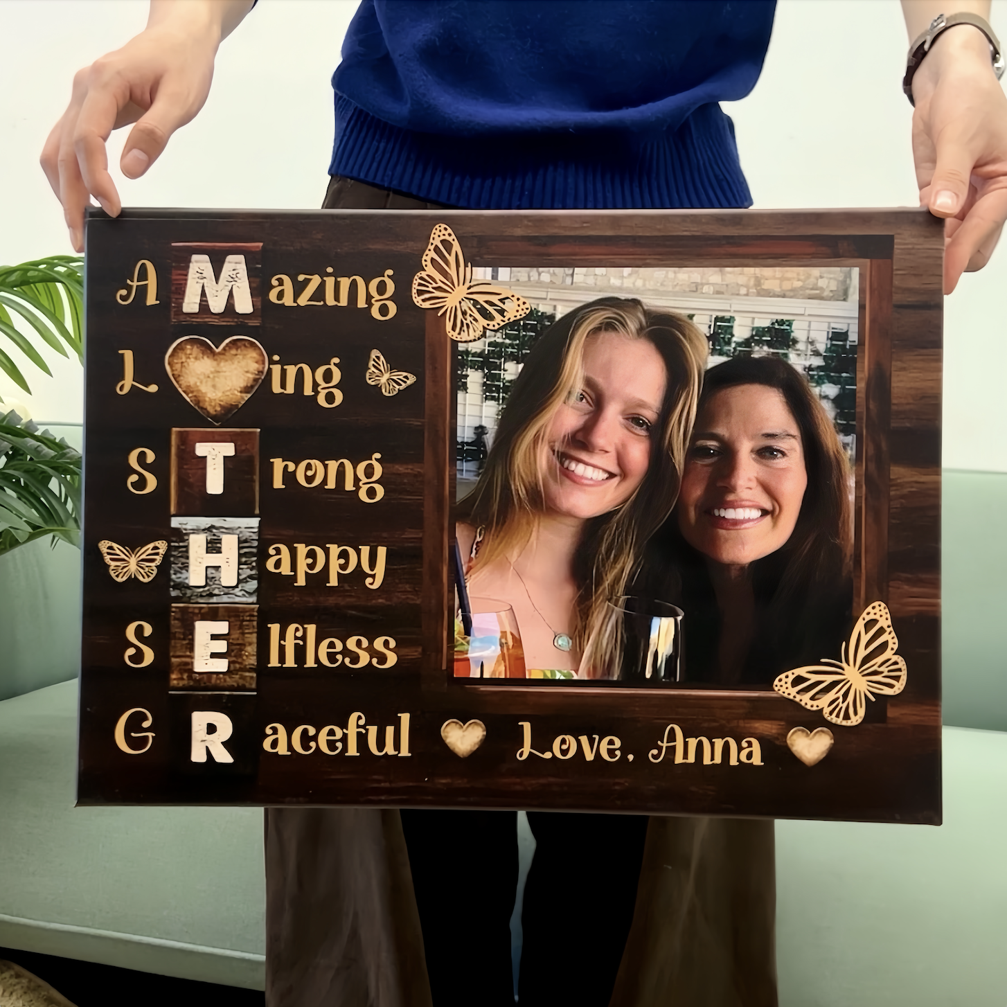 Rustic Wood Mother-Acrostic Poem Photo Canvas