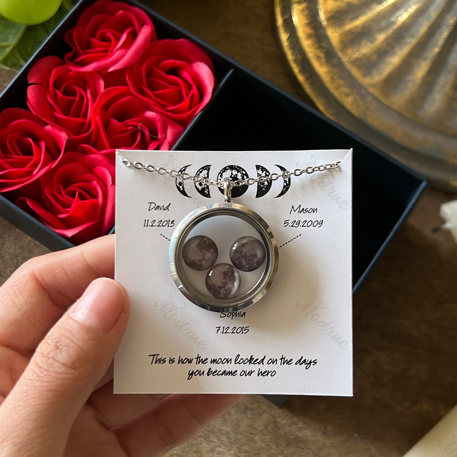 Custom Moon Phase Necklace Locket