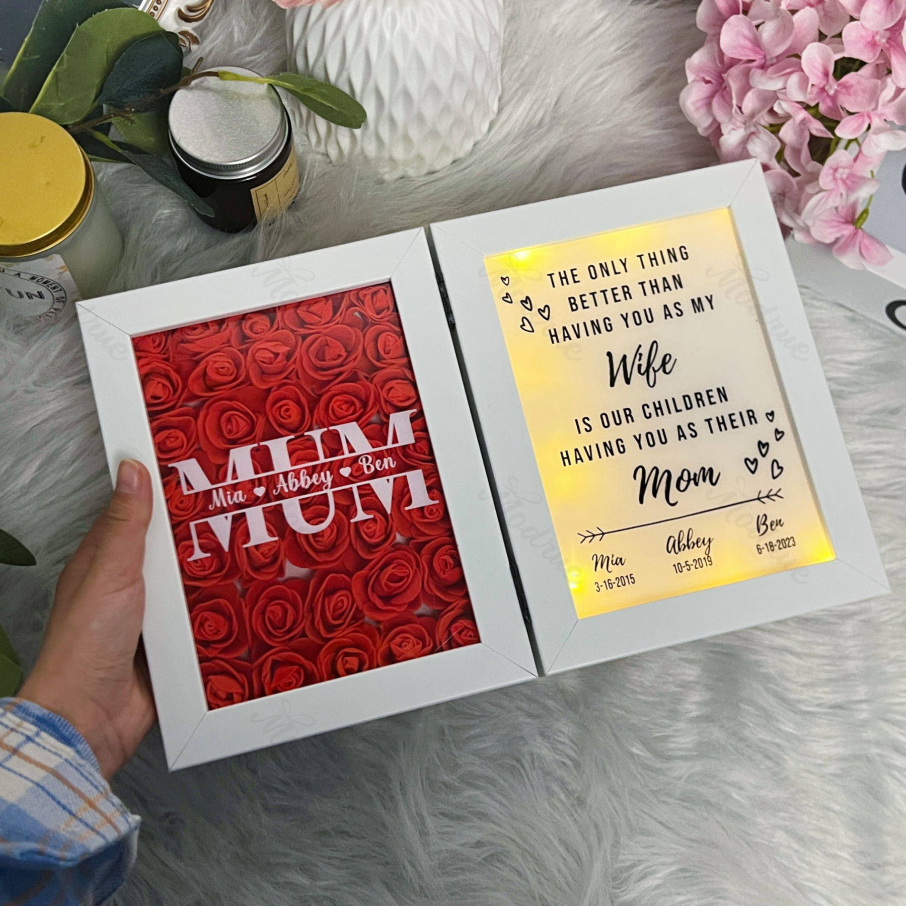 Personalized Mother's Day Photo Flower Shadow Frame