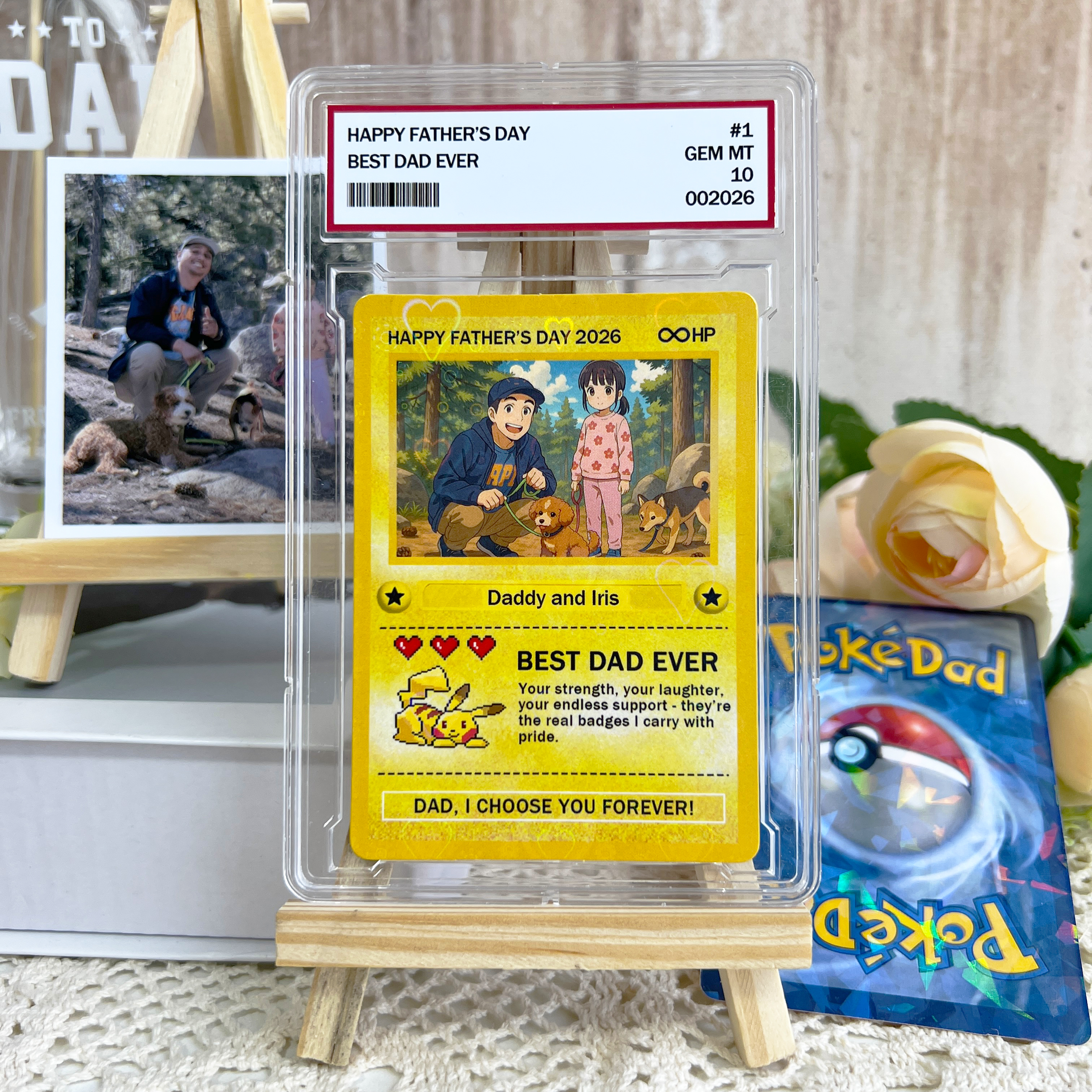 Custom Anime Photo "Best Dad Ever" Trading Card