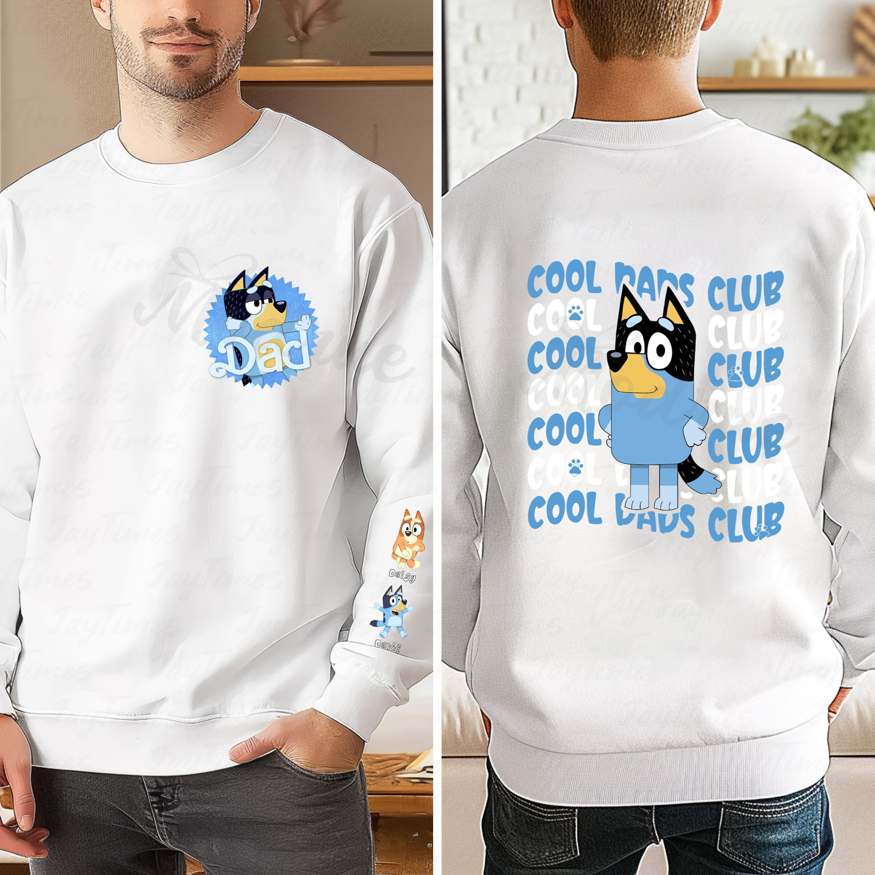 Custom Cool Dads Clue Sweatshirt with Kid's Name on Sleeve