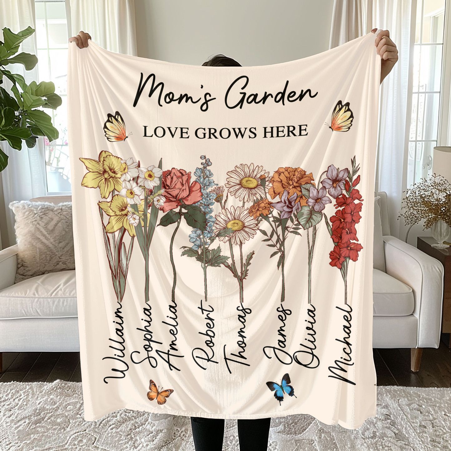 Personalized Grandmas Garden Gifts Blanket