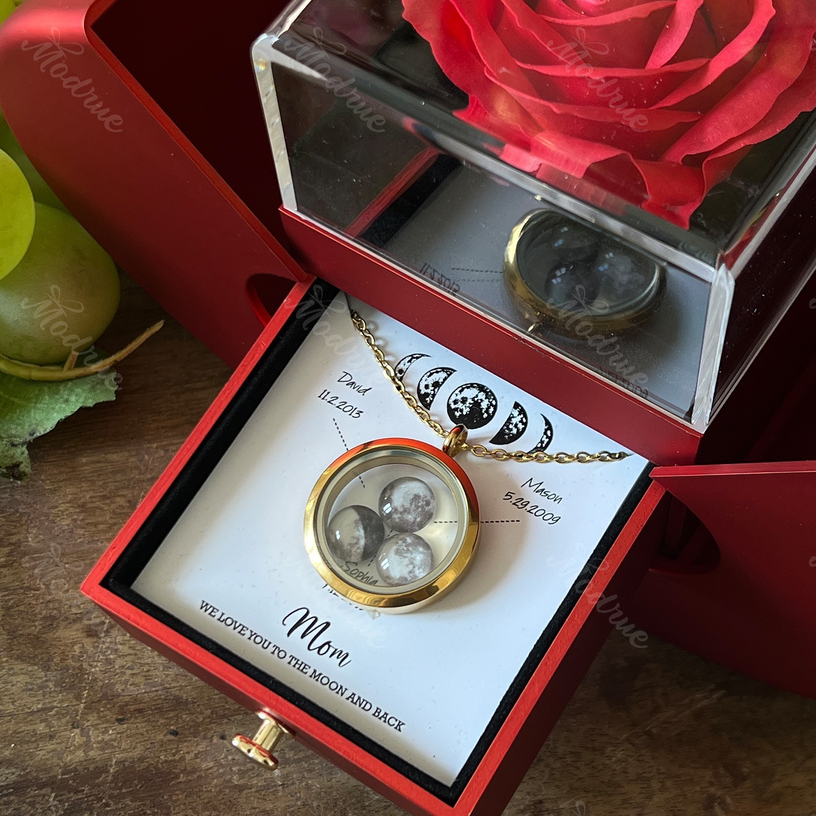 Custom Moon Phase Necklace Locket