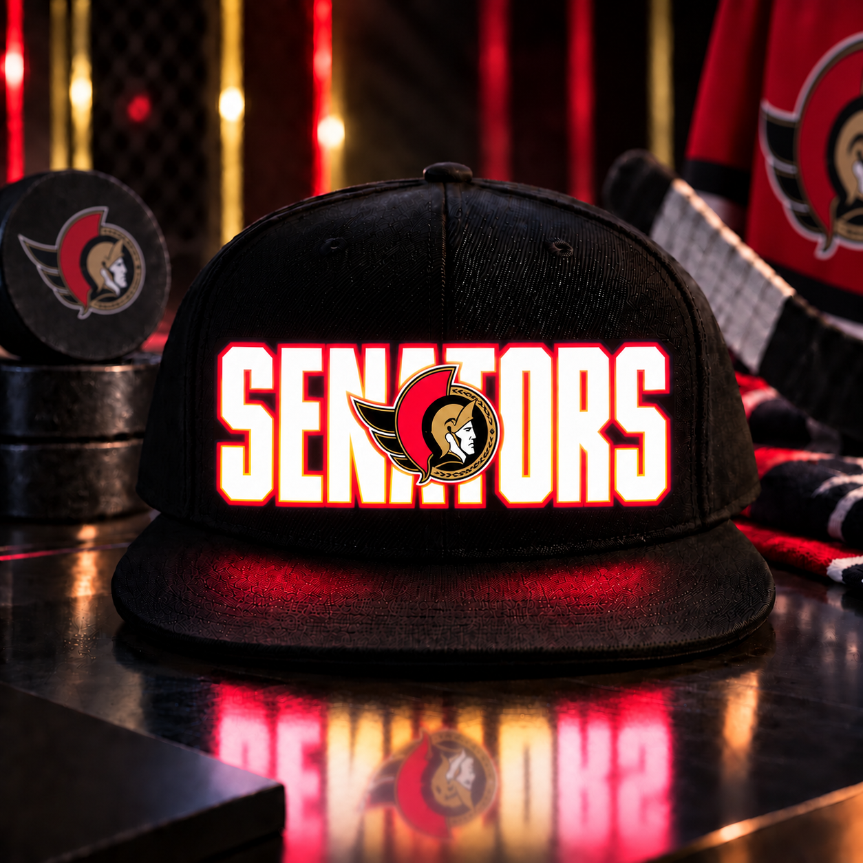Hockey Team LED Light-Up Snapback Cap