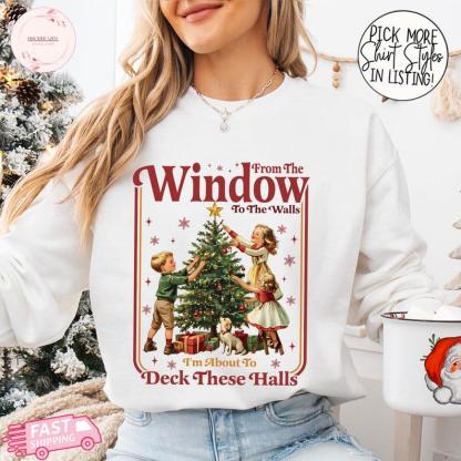Funny Deck These Halls Retro Holiday Christmas Shirt Sweatshirt
