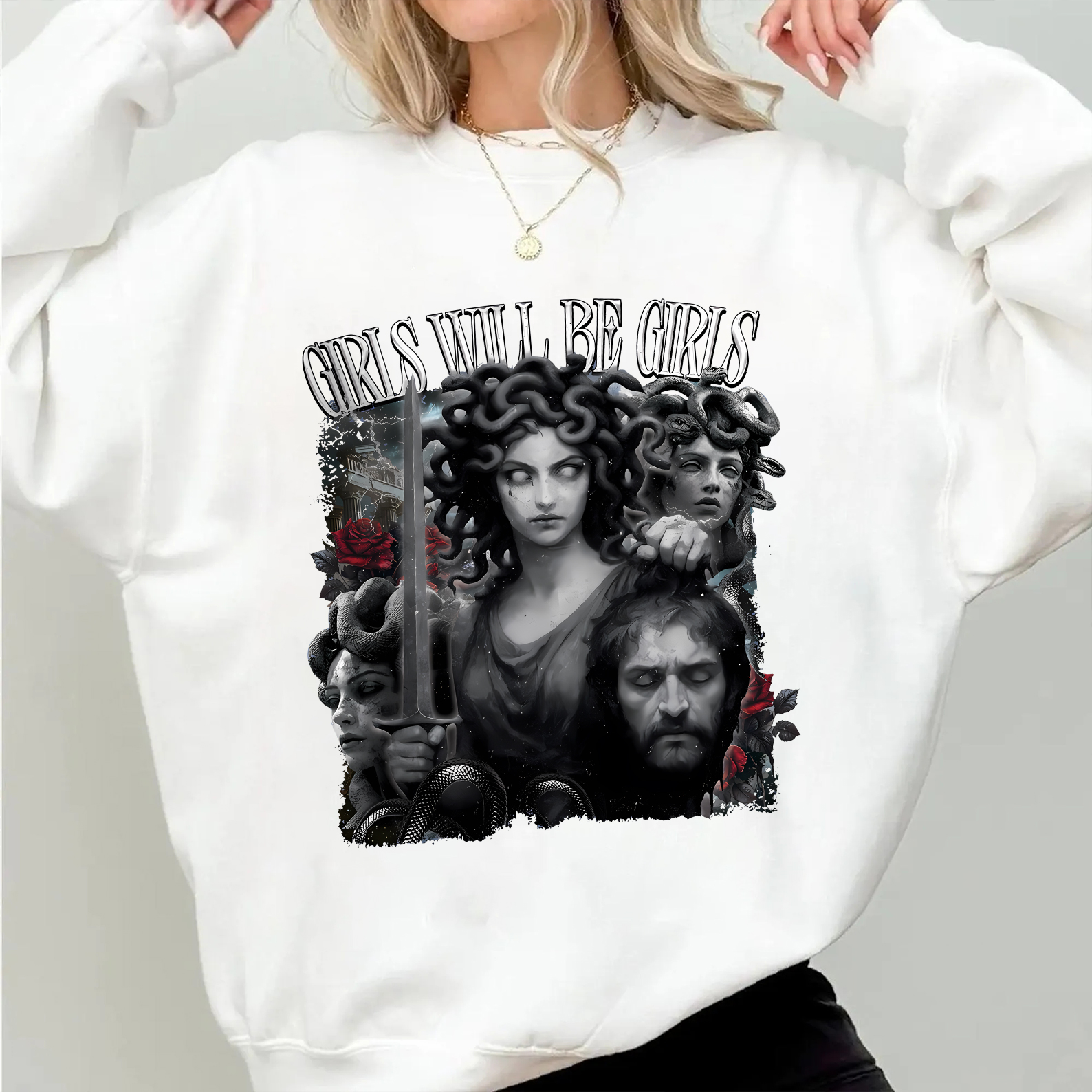 Girls Will Be Girls Shirt, Medusa with the Head of Perseus Tee