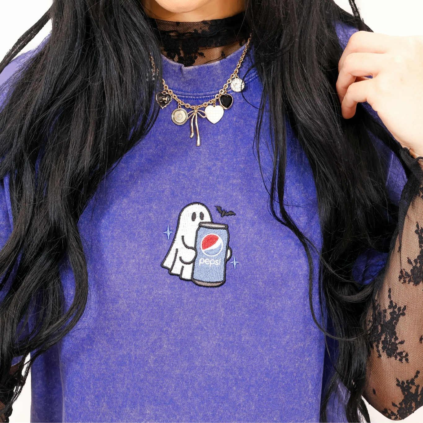 Embroidered Spooky Drink Ghost Sweatshirt