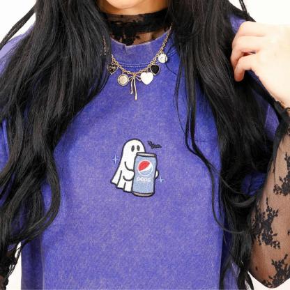 Embroidered Spooky Drink Ghost Sweatshirt