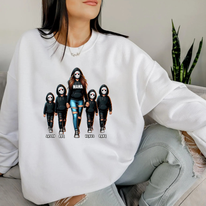 Halloween Horror Mama Custom Kid Name Sweatshirt