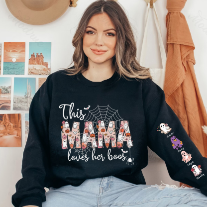 Halloween Spider Mama Wears Her Heart on Her Sleeve Custom Sweatshirt