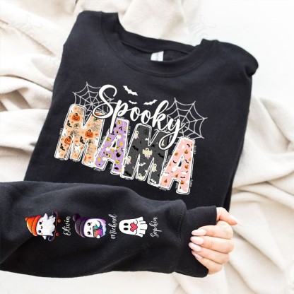 Halloween Mama Wears Her Ghost Kids on Her Sleeve Custom Sweatshirt