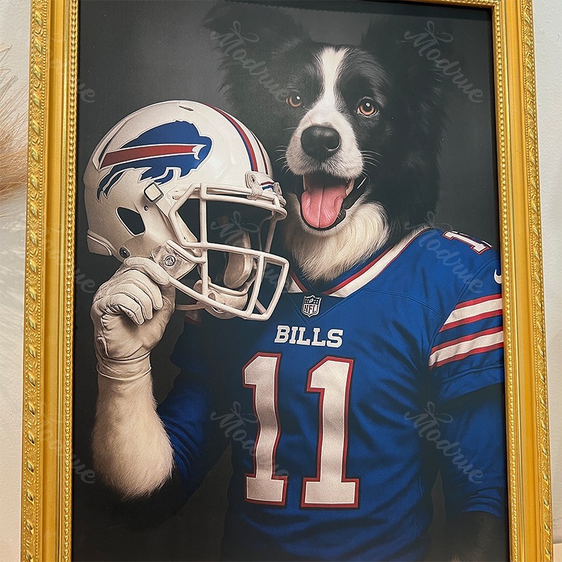 Custom American Football Pet NFL Canvas Portrait