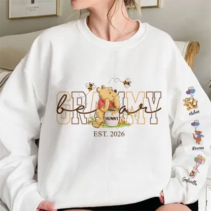 Custom Mama Bear Sweatshirt With Kids Names Sleeve