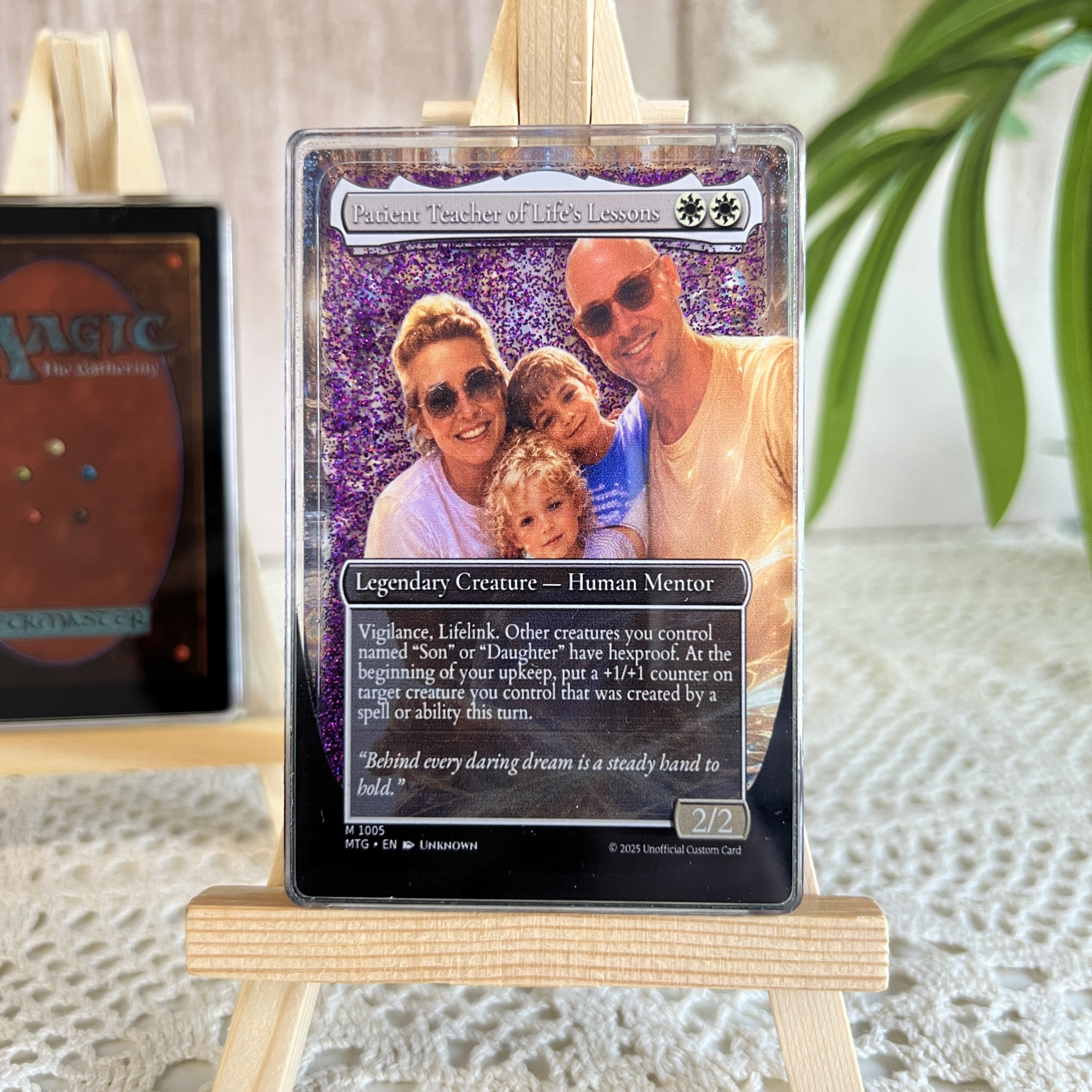 Custom Magic Style 3D Flowing Glitter Trainer Card for Dad