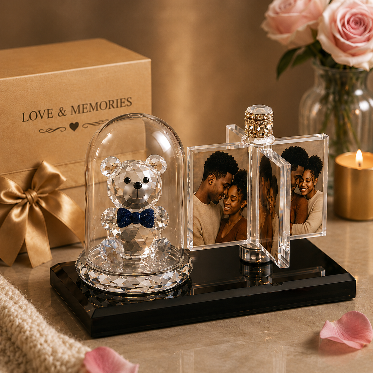 Custom Photo Rotating Crystal Gift Set