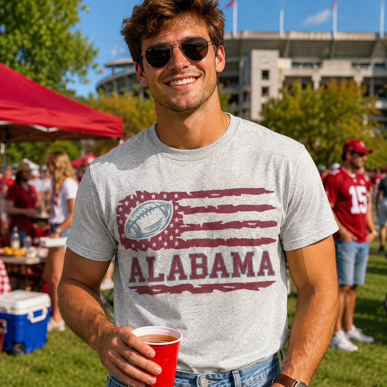 Vintage Game Day College Football Flag Tee