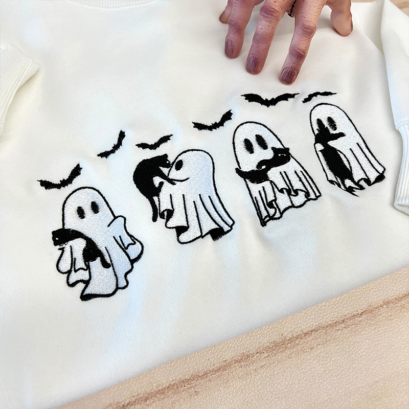 Embroidered Ghost Black Cats Sweatshirt