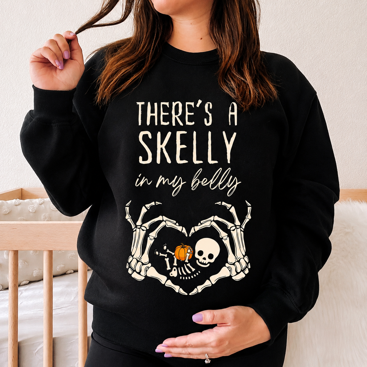 There’s A Skelly In My Belly Cute Halloween Maternity Shirt