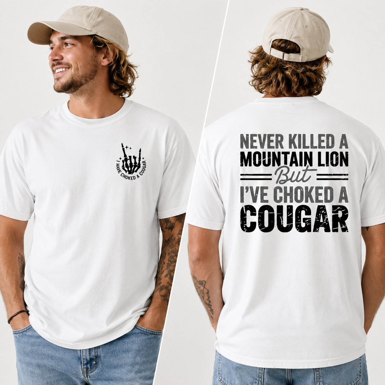 I've Choked A Cougar Funny Two-Sided Graphic Tee