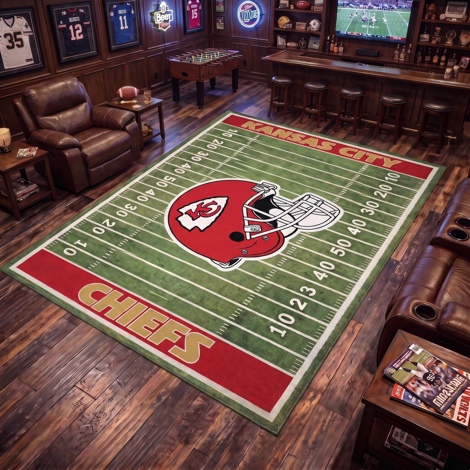 Football Team Field Rug Game Day Room Decor