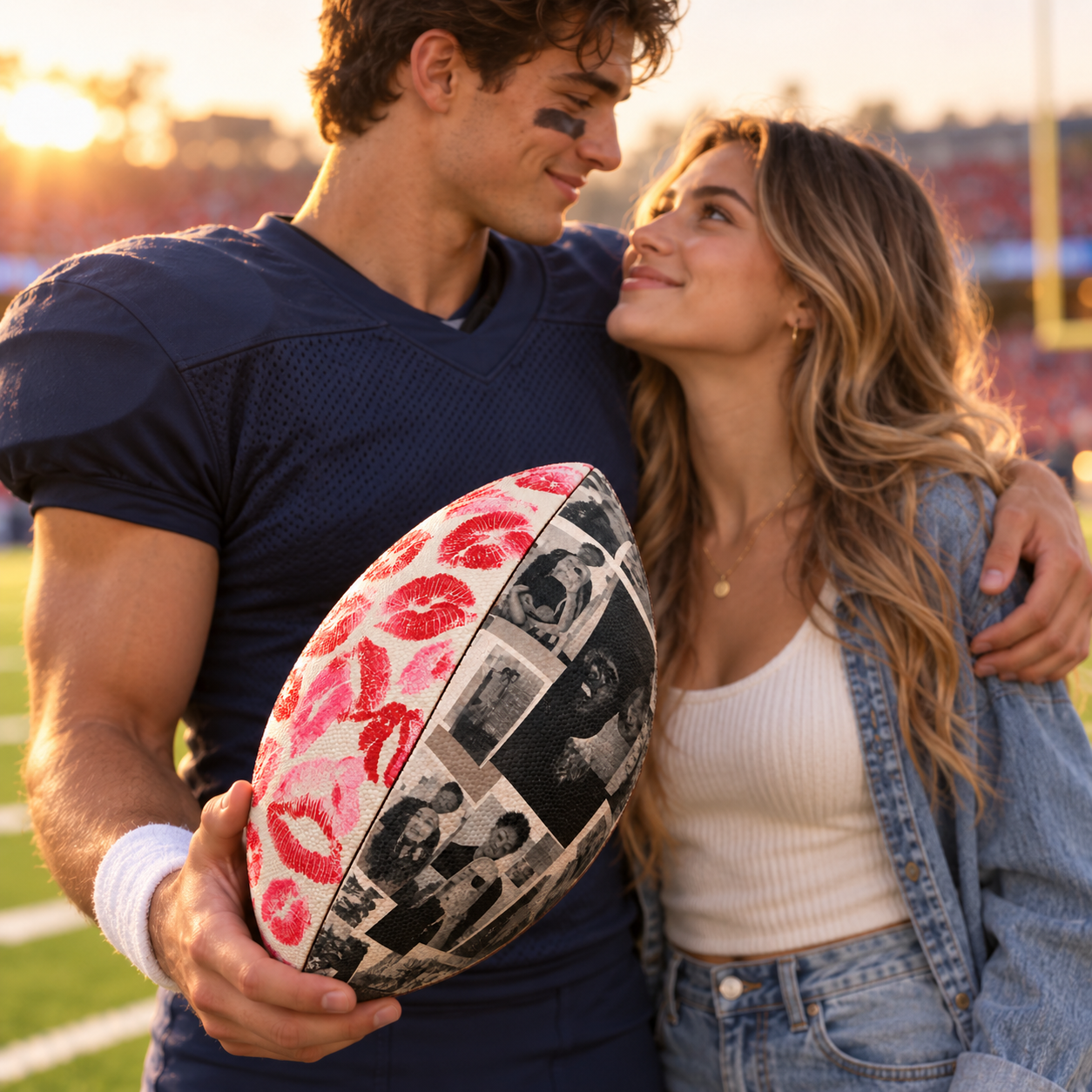 Personalized Kiss Mark & Photo Collage Football