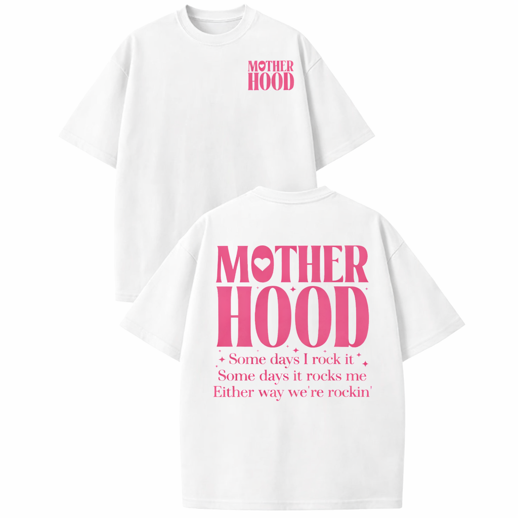 Motherhood "Rockin' It" Vintage Washed Oversized Tee – 100% Premium Cotton