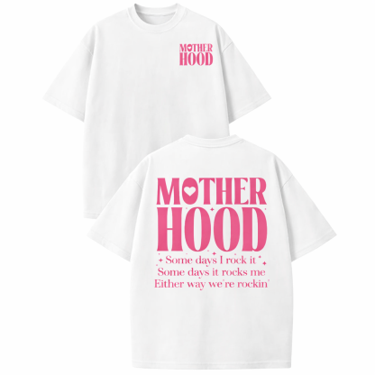 Motherhood "Rockin' It" Vintage Washed Oversized Tee – 100% Premium Cotton