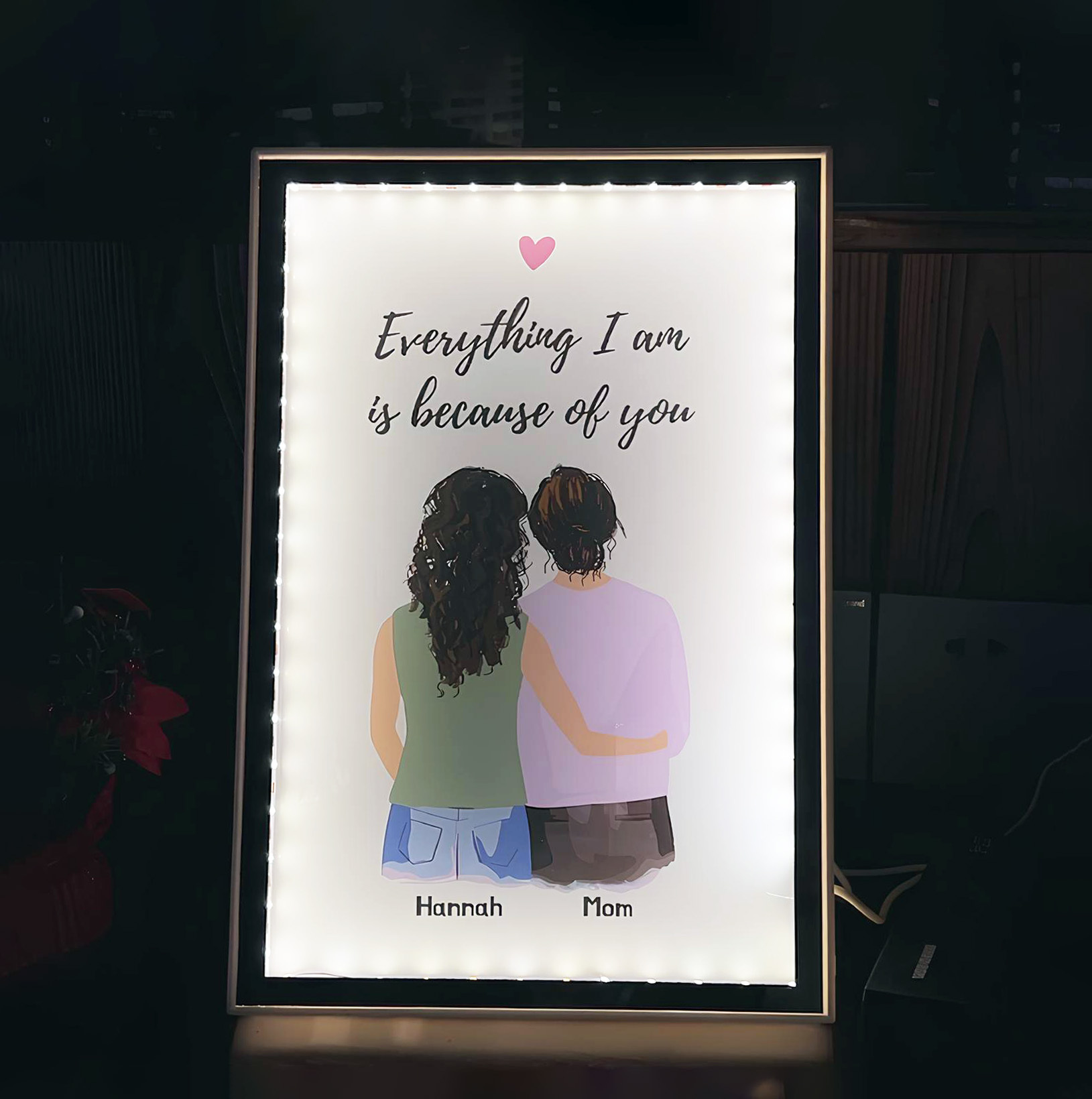 Personalized Mother and Daughter Back Mirror Lamp