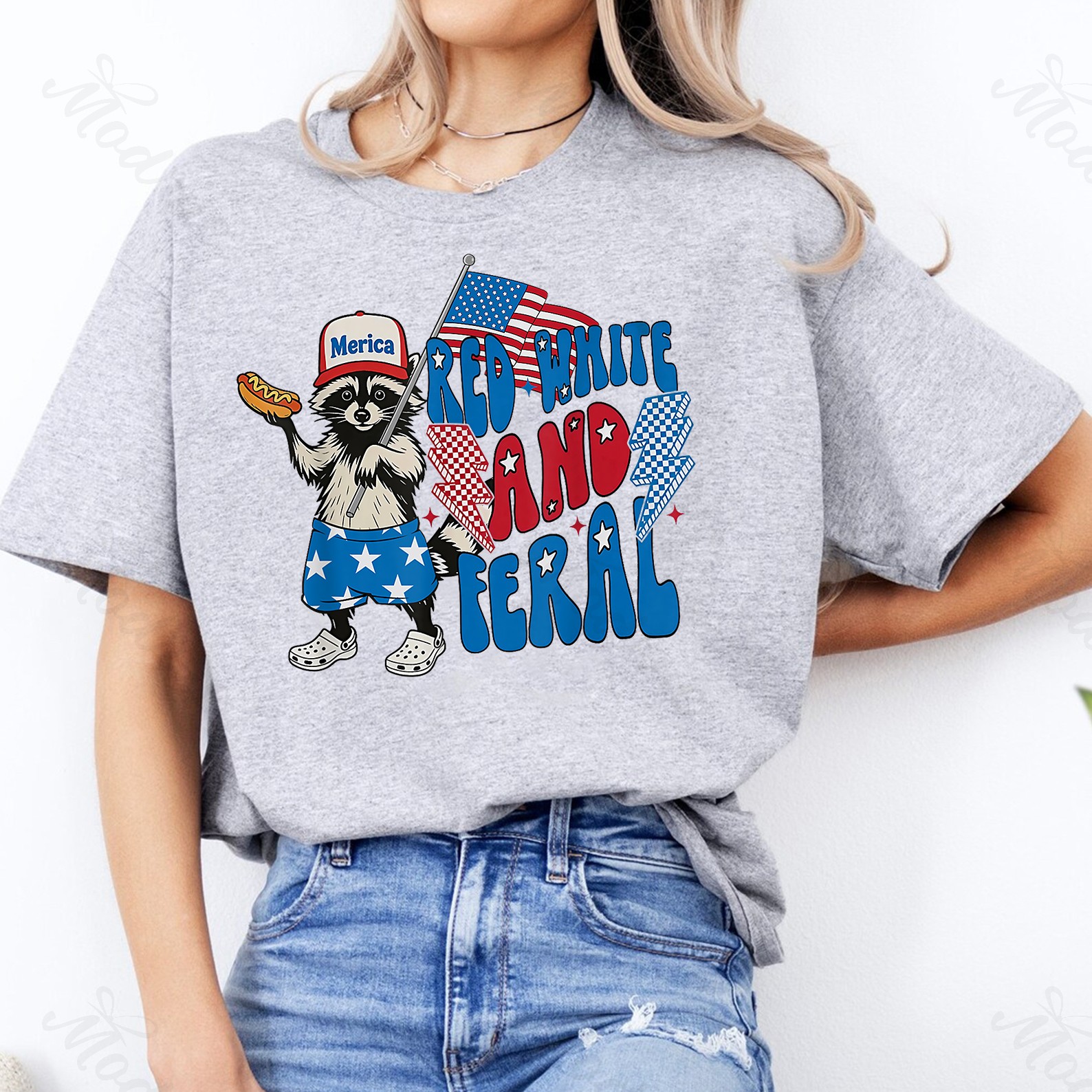 Red White And Feral, Funny Raccoon Shirt