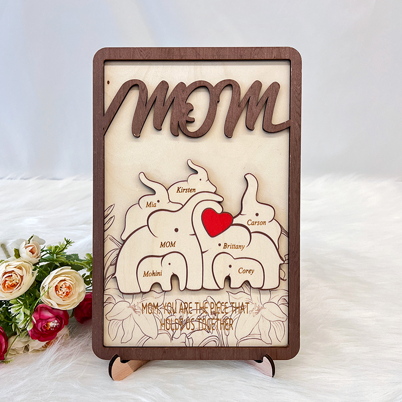 Personalized Elephants Family Puzzle Sign