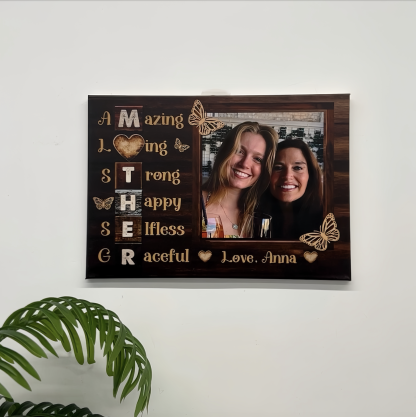 Rustic Wood Mother-Acrostic Poem Photo Canvas