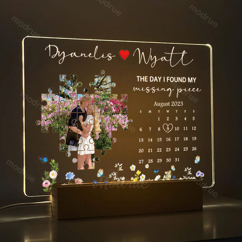 The Day I Found My Missing Piece Light Frame Personalized Gift