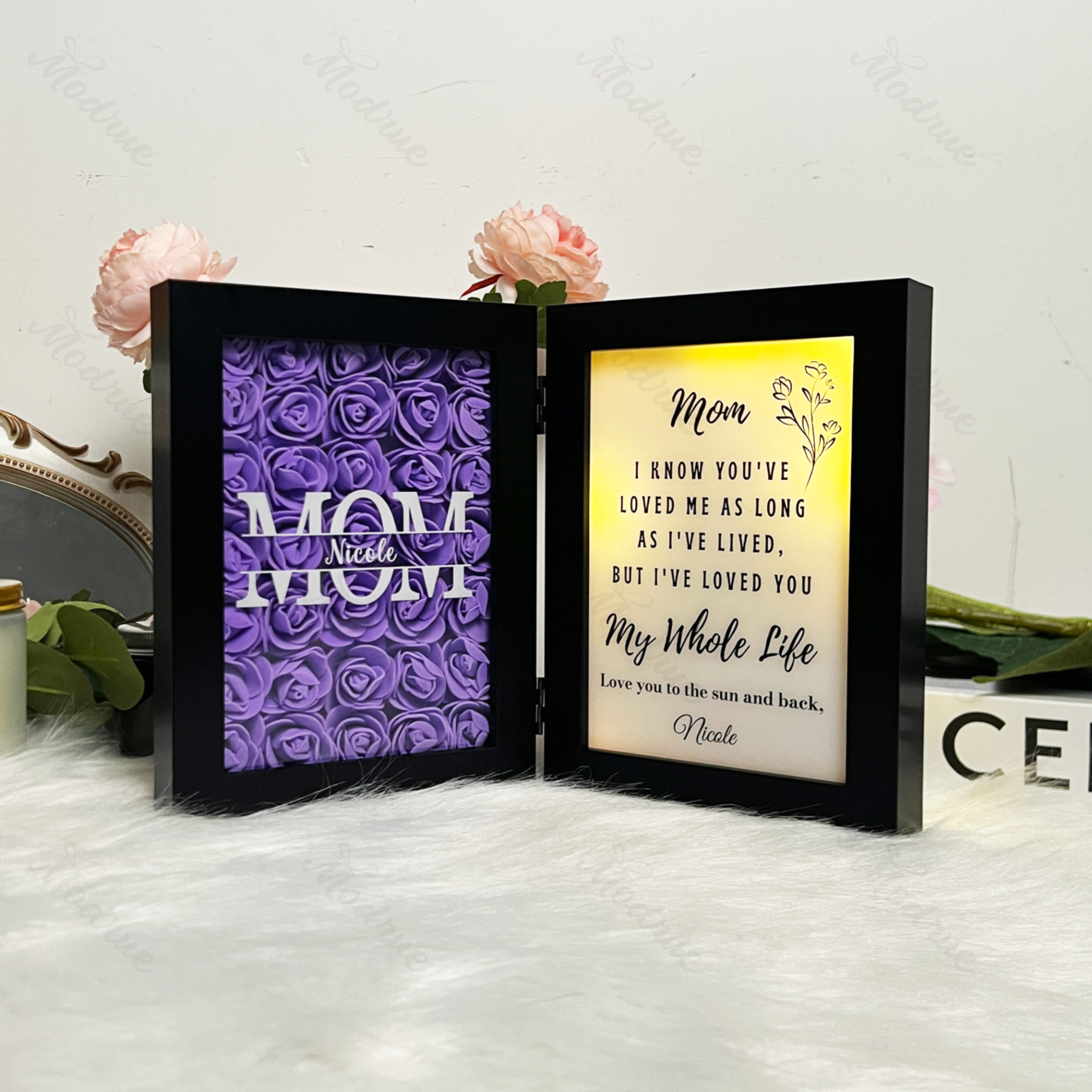 Personalized Mother's Day Photo Flower Shadow Frame