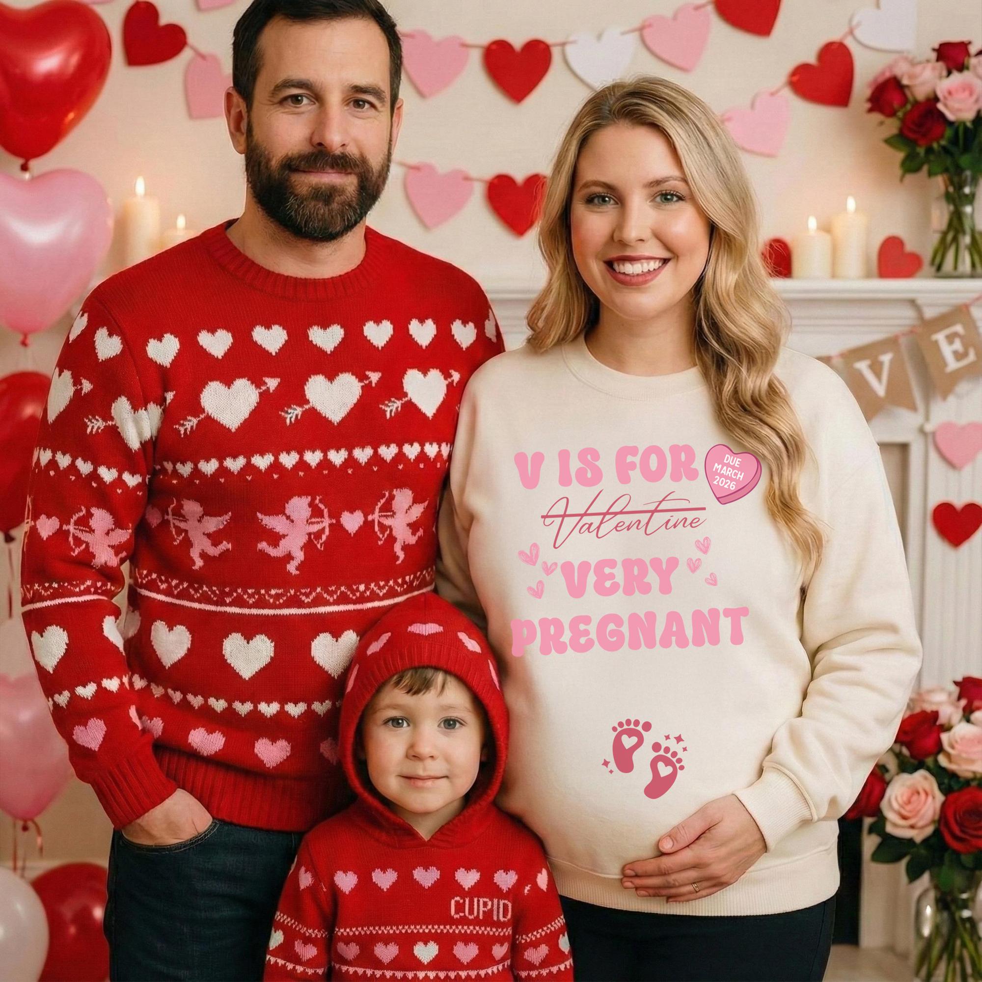 Valentines Day Pregnancy Announcement  V IS FOR Sweatshirt