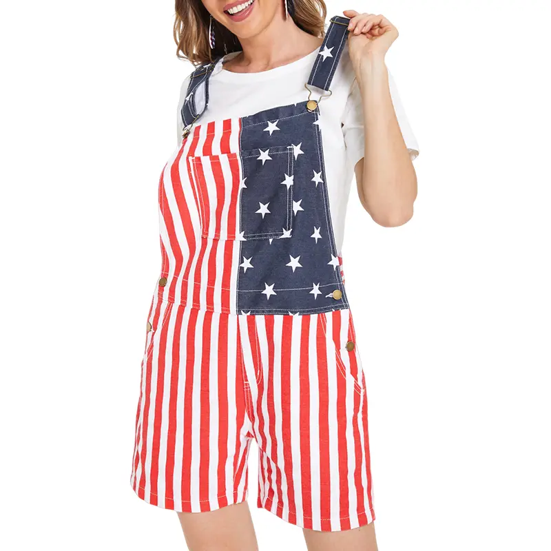 4th of July American Flag Overalls for Mens Womens