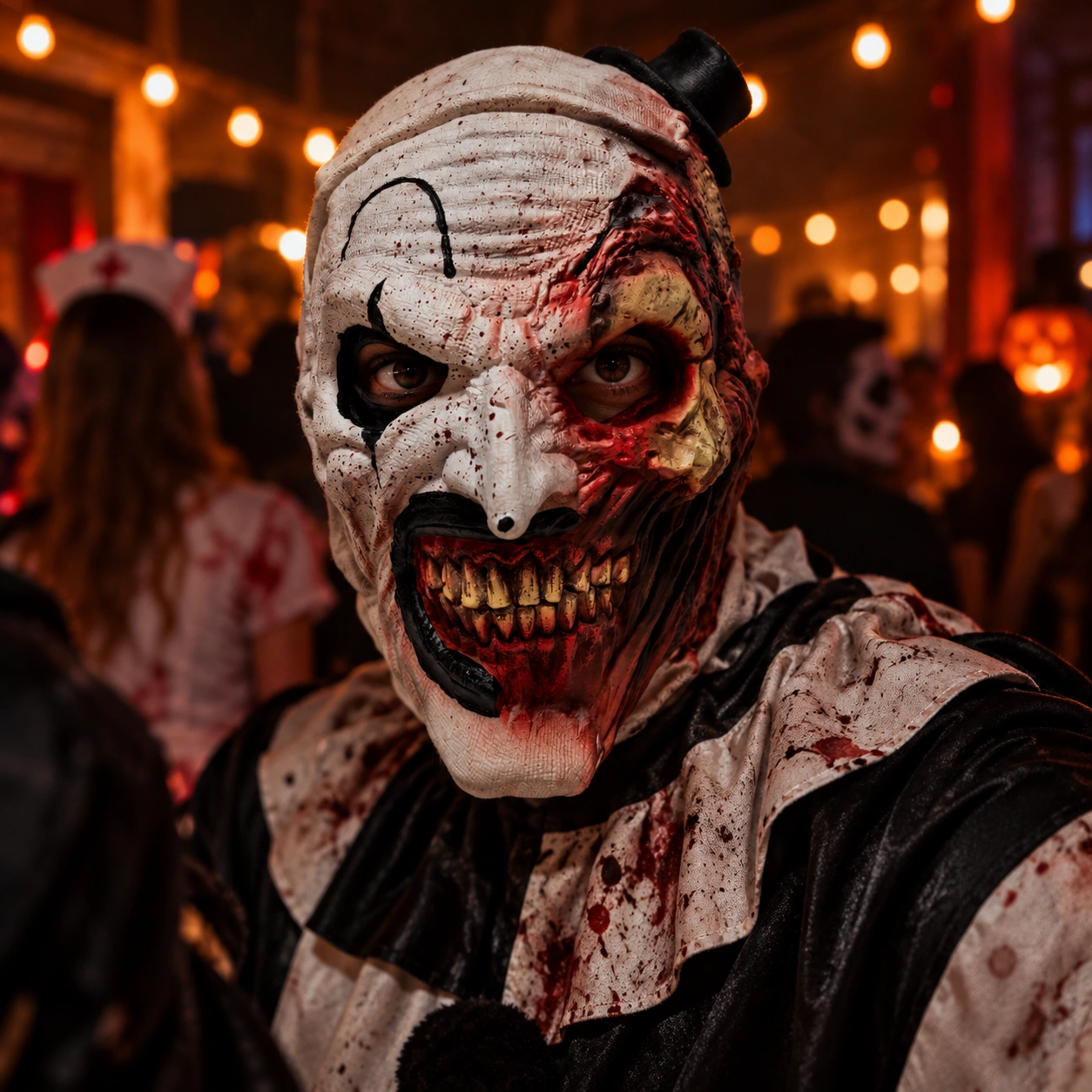 Art the Clown Bloody Edition Silicone Horror Mask Wearing Real Eyes
