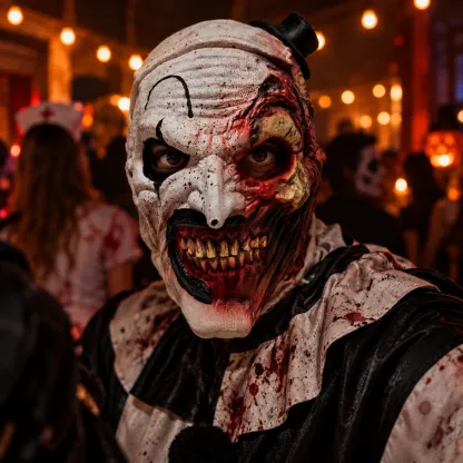 Art the Clown Bloody Edition Silicone Horror Mask Wearing Real Eyes