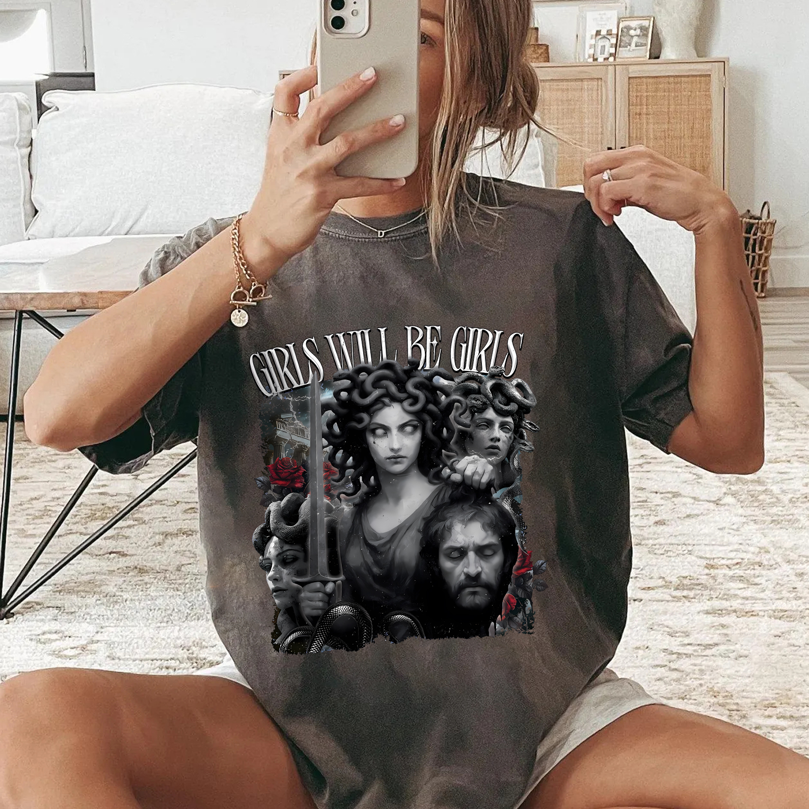 Girls Will Be Girls Shirt, Medusa with the Head of Perseus Tee