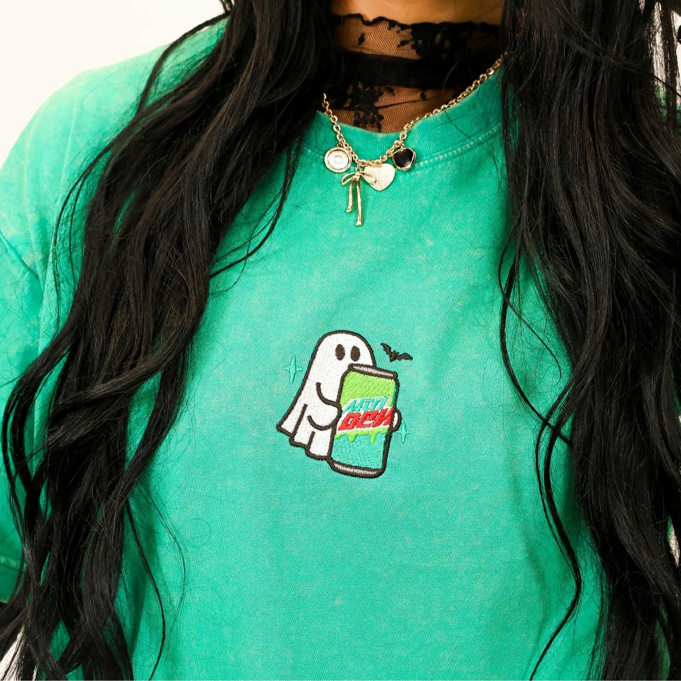 Embroidered Spooky Drink Ghost Sweatshirt