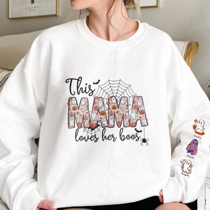 Halloween Spider Mama Wears Her Heart on Her Sleeve Custom Sweatshirt