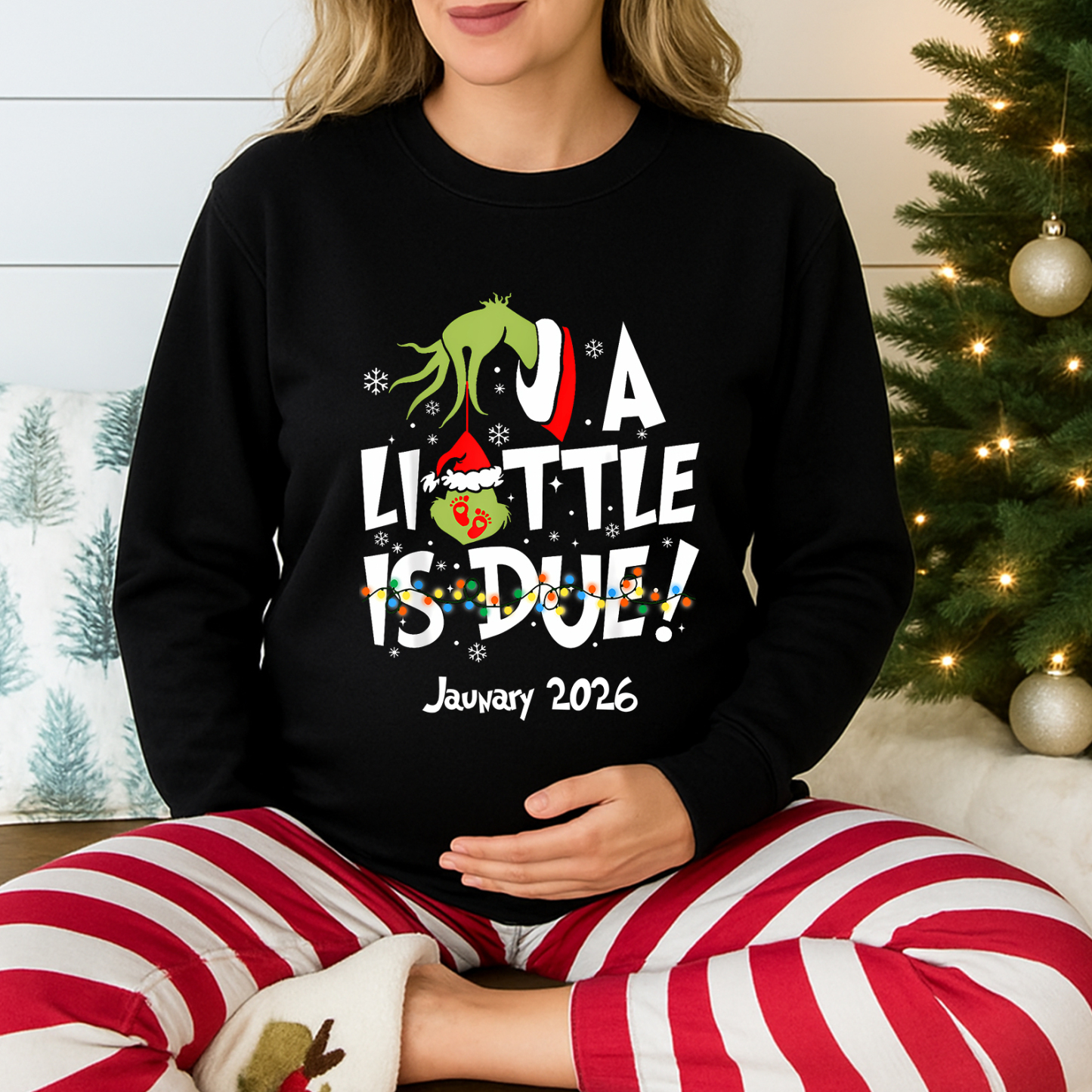 Custom Christmas Pregnancy Sweatshirt