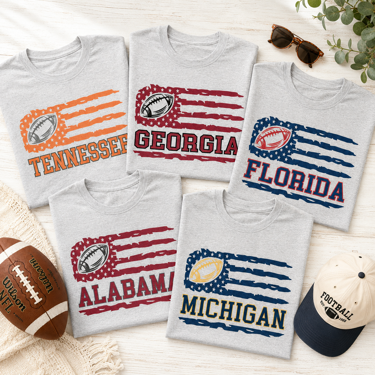 Vintage Game Day College Football Flag Tee